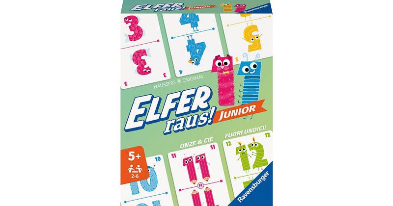 Ravensburger - 20947 Elfer Raus! Junior - Kartenspiel 2 - 6 Spieler, Spiel ab 5 Jahren Kinder und Erwachsene, Zahlenraum 1-20  Kinder von Ravensburger
