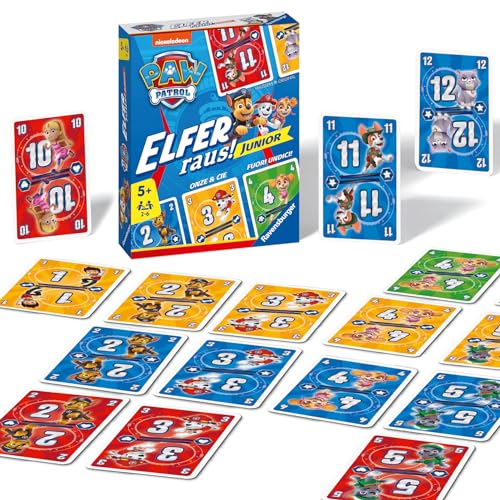 Ravensburger 20953 PAW Patrol Elfer Raus! Junior - Einfaches Kartenspiel für 2-6 Spieler ab 5 Jahren von Ravensburger