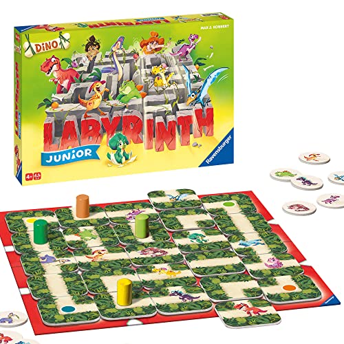 Ravensburger® 20980 - Dino Junior Labyrinth - Familienklassiker für die Kleinen, Dino Spiel für Kinder ab 4 Jahren - Kinderspiel geeignet für 2-4 Spieler, Junior-Ausgabe von Ravensburger