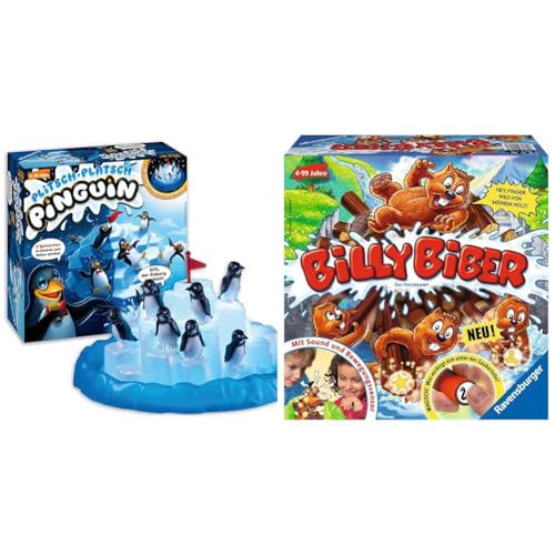 Ravensburger 21325 Plitsch Platsch Pinguin großer Spielspaß mit Geschicklichkeitsfaktor für Kinder und Erwachsene Klassiker für 1 bis 5 Spieler ab 4 Jahren & 22246 Billy Biber Geschicklichkeitsspiel Ravensburger 21325 Plitsch Platsch Pinguin großer Spielspaß mit Geschicklichkeitsfaktor für Kinder und Erwachsene Klassiker für 1 bis 5 Spieler ab 4 Jahren & 22246 Billy Biber Geschicklichkeitsspiel von Ravensburger