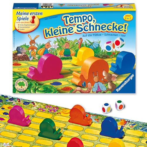 Ravensburger Kinderspiel 21420 - Tempo kleine Schnecke, Das spannende Schneckenrennen, Brettspiel und Gesellschaftsspiel für Mädchen und Jungen , 2-6 Spieler, ab 3 Jahren von Ravensburger