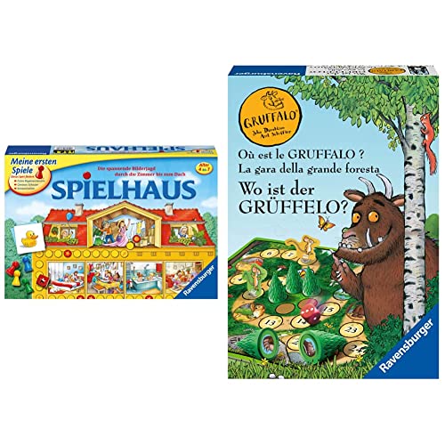 Ravensburger 21424 - Spielhaus - Kinderspielklassiker, spannende Bilderjagd für 2-4 Spieler ab 4 Jahren & Kinderspiele - 20833 - Wo ist der Grüffelo? - Brettspiel für 2-4 Grüffelo-Fans ab 4 Jahren von Ravensburger