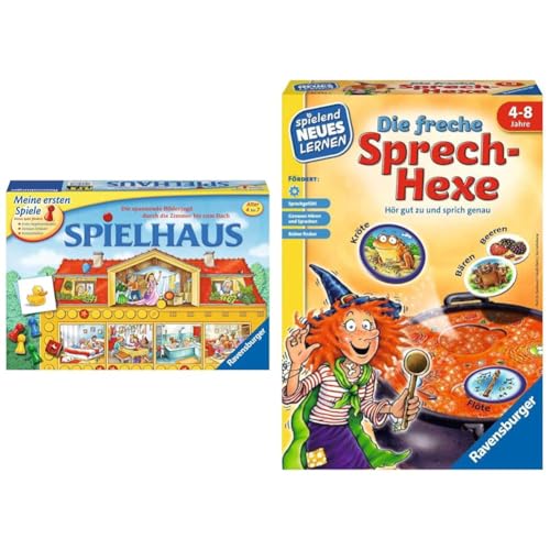 Ravensburger 21424 - Spielhaus - Kinderspielklassiker & 24944 - Die freche Sprech-Hexe - Spielen und Lernen für Kinder, Lernspiel für Kinder ab 4 Jahren, Spielend Neues Lernen für 2-4 Spieler von Ravensburger