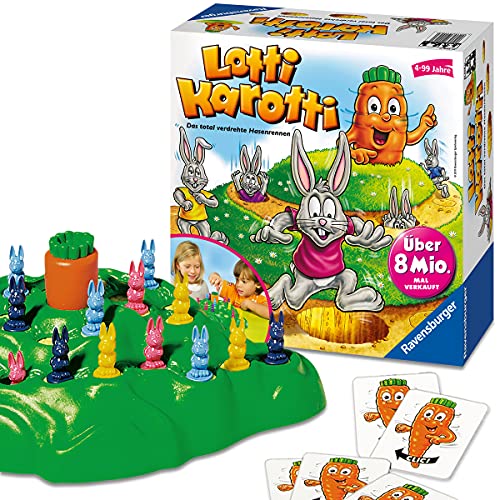 Ravensburger 21556 - Lotti Karotti, Brettspiel für Kinder ab 4 Jahren, Familienspiel für Kinder und Erwachsene, Kinderspiel-Klassiker für 2-4 Spieler von Ravensburger