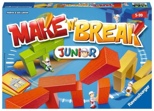Ravensburger 22009 - Make 'n' Break Junior - Gesellschaftsspiel für die ganze Familie mit Bausteinen, Junior Version, Spiel für Erwachsene und Kinder ab 5 Jahren, für 2-5 Spieler von Ravensburger