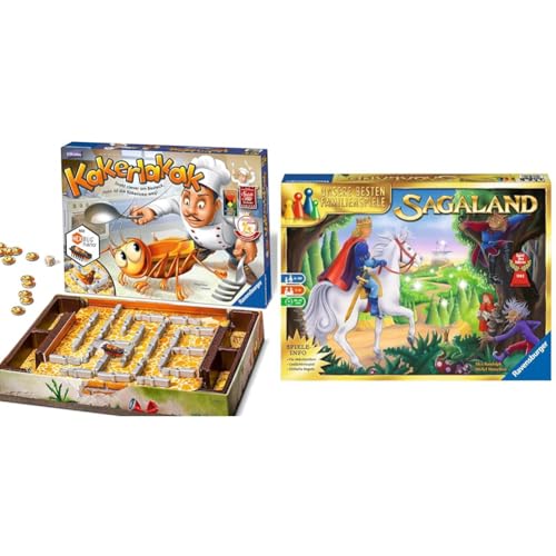 Ravensburger 22212 - Kakerlakak - Kinderspiel mit elektronischer Kakerlake für Groß und Klein & 26424 - Sagaland - Gesellschaftsspiel für Kinder und Erwachsene, 2-6 Spieler, ab 6 Jahren von Ravensburger