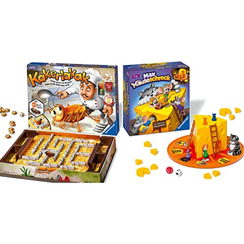 Ravensburger 22212 - Kakerlakak - Kinderspiel mit elektronischer Kakerlake für Groß und Klein & Kinderspiele 24562 - Max Mäuseschreck - Würfel-Laufspiel für 2 bis 4 Spieler ab 4 Jahren von Ravensburger