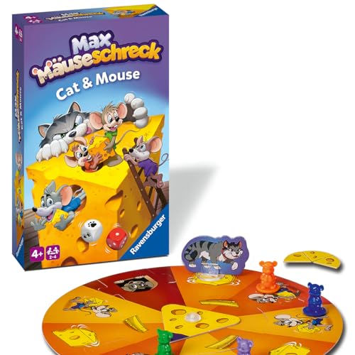 Ravensburger 22466 - Max Mäuseschreck- Katz & Maus Spiel für Kinder ab 4 Jahren, Würfel- und Sammelspiel für 2-4 Spieler von Ravensburger
