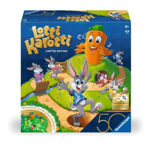 Ravensburger 23005 - Lotti Karotti - Limitierte Jubiläums-Edition 50 Jahre Blaues Dreieck, Wettlaufspiel für 2 bis 4 Spieler, Kinderspiele ab 4 Jahren Ravensburger 23005 - Lotti Karotti - Limitierte Jubiläums-Edition 50 Jahre Blaues Dreieck, Wettlaufspiel für 2 bis 4 Spieler, Kinderspiele ab 4 Jahren von Ravensburger