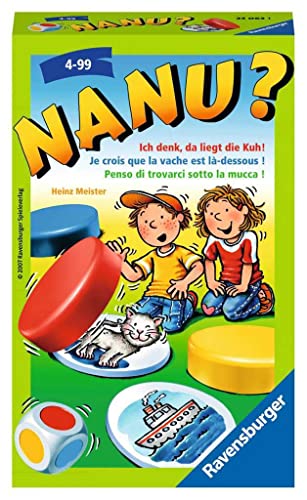 Ravensburger 23063 - Nanu? Mitbringspiel für 2-4 Spieler, Merkspiel ab 4 Jahren, kompaktes Format, Reisespiel, Würfelspiel - Geburtstagsgeschenke von Ravensburger