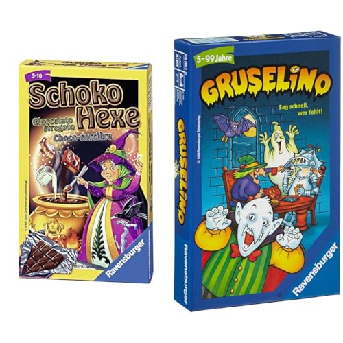 Ravensburger 23082 - Schoko Hexe, Mitbringspiel für 2-6 Spieler & 23081 - Gruselino, Mitbringspiel für 2-4 Spieler, Suchspiel ab 5 Jahren, kompaktes Format, Reisespiel Ravensburger 23082 - Schoko Hexe, Mitbringspiel für 2-6 Spieler & 23081 - Gruselino, Mitbringspiel für 2-4 Spieler, Suchspiel ab 5 Jahren, kompaktes Format, Reisespiel von Ravensburger