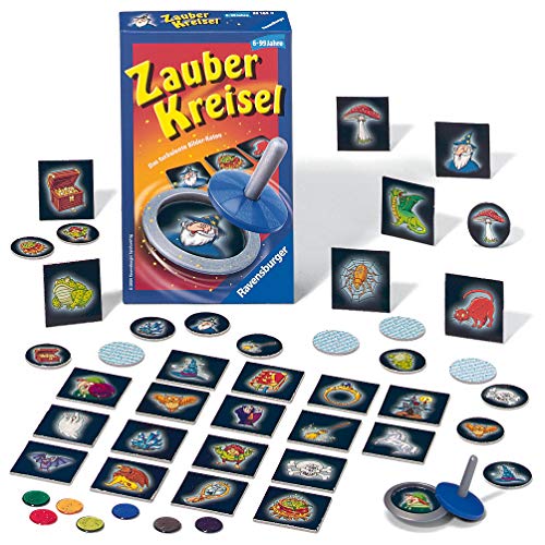 Ravensburger 23163 - Zauberkreisel, Mitbringspiel für 2-6 Spieler, ab 6 Jahren, kompaktes Format, Reisespiel, Ratespiel von Ravensburger