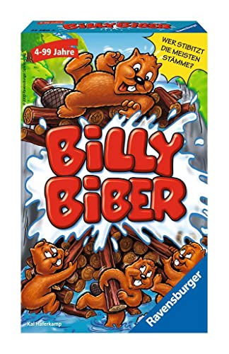 Ravensburger 23280 - Billy Biber, Mitbringspiel für 1-4 Spieler, Kinderspiel ab 4 Jahren, kompaktes Format, Reisespiel von Ravensburger