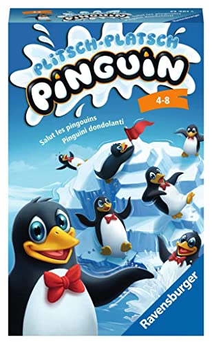 Ravensburger 23461 - Plitsch Platsch Pinguin, Mitbringspiel für 1-4 Spieler, Kinderspiel ab 4 Jahren, kompaktes Format, Reisespiel von Ravensburger