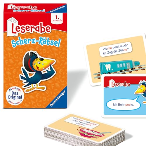 Ravensburger 23498 - Leserabe - Scherz-Rätsel - Kartenspiel zum Lesen Lernen mit Spaß - 1. Klasse, für Kinder ab 6 Jahren Ravensburger 23498 - Leserabe - Scherz-Rätsel - Kartenspiel zum Lesen Lernen mit Spaß - 1. Klasse, für Kinder ab 6 Jahren von Ravensburger