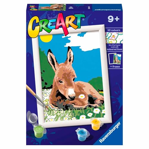 Ravensburger - CreArt E Serie: Esel, Malen nach Zahlen, enthält eine vorgedruckte Tafel, Pinsel, Farben und Zubehör, kreatives Spiel für Kinder ab 9 Jahren von Ravensburger