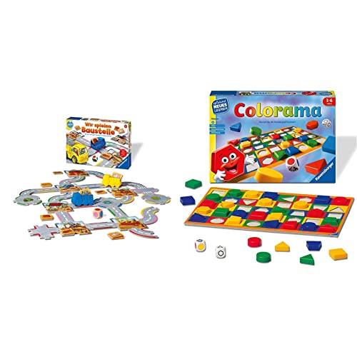 Ravensburger 24726 Wir Spielen Baustelle - BAU-und Zuordnungsspiel für die Kleinen & 24921 - Colorama - Zuordnungsspiel für die Kleinen - Spiel für Kinder ab 3 bis 6 Jahren von Ravensburger