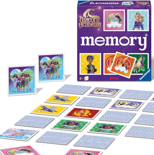 Ravensburger 24778 Memory® Unicorn Academy - Das weltbekannte Merkspiel für alle Fans der Abenteuerserie Unicorn Academy, Spieleklassiker für 2-8 Spieler ab 3 Jahren von Ravensburger