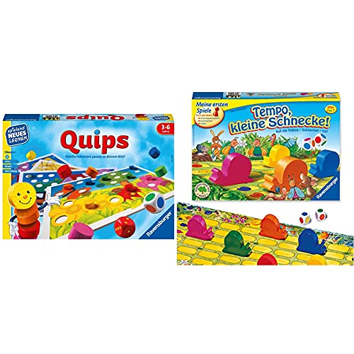 Ravensburger 24920 – Quips - Spielen und Lernen für Kinder, Lernspiel für Kinder von 3-6 Jahren & Kinderspiel Tempo kleine Schnecke, Das spannende Schneckenrennen, Brettspiel und Gesellschaftsspiel von Ravensburger