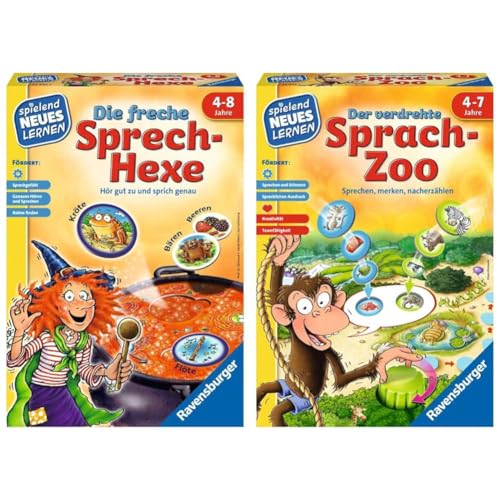 Ravensburger 24944 - Die freche Sprech-Hexe & 24945 - Der verdrehte Sprach-Zoo - Spielen und Lernen für Kinder, Lernspiel für Kinder von 4-7 Jahren, Spielend Neues Lernen für 2-4 Spieler Ravensburger 24944 - Die freche Sprech-Hexe & 24945 - Der verdrehte Sprach-Zoo - Spielen und Lernen für Kinder, Lernspiel für Kinder von 4-7 Jahren, Spielend Neues Lernen für 2-4 Spieler von Ravensburger