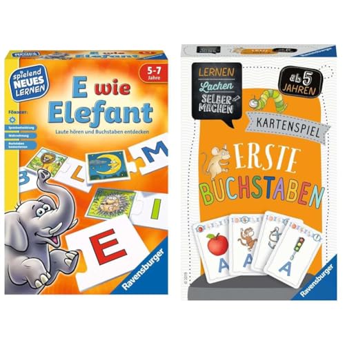Ravensburger 24951 - E wie Elefant - Spielen und Lernen für Kinder & 80659 - Lernen Lachen Selbermachen: Erste Buchstaben, Kinderspiel ab 5 Jahren, Lernspiel für 2-4 Spieler, Kartenspiel Ravensburger 24951 - E wie Elefant - Spielen und Lernen für Kinder & 80659 - Lernen Lachen Selbermachen: Erste Buchstaben, Kinderspiel ab 5 Jahren, Lernspiel für 2-4 Spieler, Kartenspiel von Ravensburger