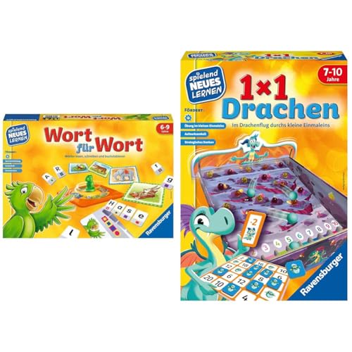 Ravensburger 24955 - Wort für Wort - Spielen und Lernen für Kinder & 24976-1x1 Drachen - Lernspiel für Kinder, Rechenspiel von Ravensburger