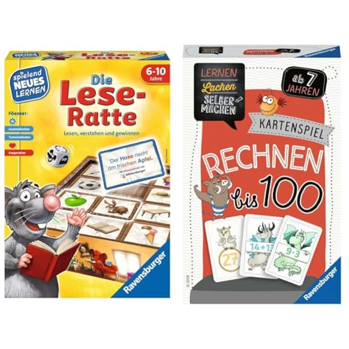 Ravensburger 24956 - Die Lese-Ratte - Spielen und Lernen für Kinder & 80660 - Lernen Lachen Selbermachen: Rechnen bis 100, Kinderspiel ab 7 Jahren, Lernspiel für 1-5 Spieler, Kartenspiel Ravensburger 24956 - Die Lese-Ratte - Spielen und Lernen für Kinder & 80660 - Lernen Lachen Selbermachen: Rechnen bis 100, Kinderspiel ab 7 Jahren, Lernspiel für 1-5 Spieler, Kartenspiel von Ravensburger
