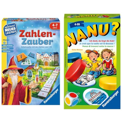 Ravensburger 24964 - Zahlen-Zauber - Spielen und Lernen für Kinder & 23063 - Nanu? Mitbringspiel für 2-4 Spieler, Merkspiel ab 4 Jahren, kompaktes Format, Reisespiel, Würfelspiel Ravensburger 24964 - Zahlen-Zauber - Spielen und Lernen für Kinder & 23063 - Nanu? Mitbringspiel für 2-4 Spieler, Merkspiel ab 4 Jahren, kompaktes Format, Reisespiel, Würfelspiel von Ravensburger