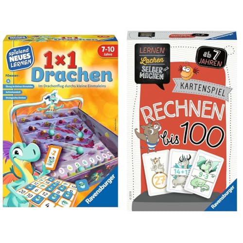 Ravensburger 24976-1x1 Drachen - Lernspiel für Kinder & 80660 - Lernen Lachen Selbermachen: Rechnen bis 100, Kinderspiel ab 7 Jahren, Lernspiel für 1-5 Spieler, Kartenspiel von Ravensburger