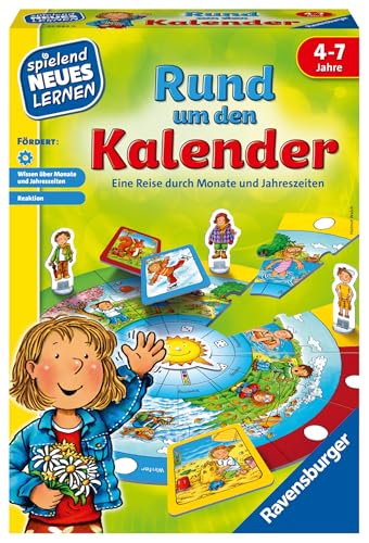 Ravensburger 24984 - Rund um den Kalender - Spielen und Lernen für Kinder, Lernspiel für Kinder von 4-7 Jahren, Spielend Neues Lernen für 2-4 Spieler von Ravensburger