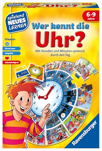 Ravensburger 24995 - Wer kennt die Uhr? - Spielen und Lernen für Kinder, Lernspiel für Kinder ab 6-9 Jahren, Spielend Neues Lernen für 1-4 Spieler von Ravensburger