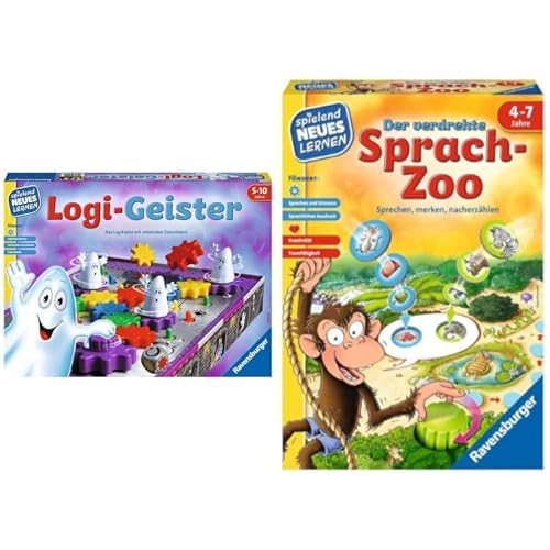 Ravensburger 25042 - Logi-Geister und 24945 - Der Verdrehte Sprach-Zoo - Spielen und Lernen für Kinder, Lernspiel von 4-7 Jahren von Ravensburger