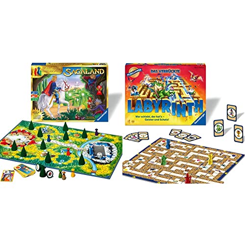 Ravensburger 26424 - Sagaland - Gesellschaftsspiel für Kinder und Erwachsene, 2-6 Spieler & Ravensburger 26955 Das verrückte Labyrinth - Spieleklassiker für 2-4 Personen ab 7 Jahren von Ravensburger