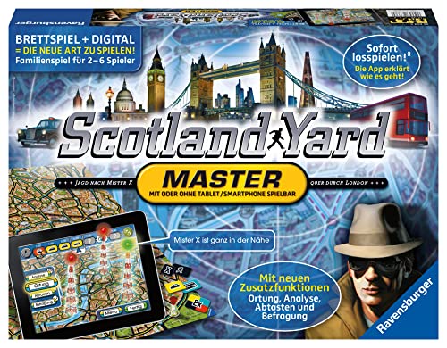 Ravensburger 26602 - Scotland Yard Master - Brettspiel, Klassiker mit App, für Kinder und Erwachsene, für 2-6 Spieler, ab 10 Jahren von Ravensburger