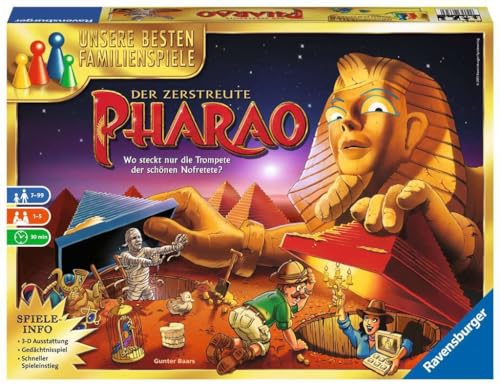Ravensburger 26656 - Der zerstreute Pharao - Gesellschaftsspiel für die ganze Familie, für Erwachsene und Kinder ab 7 Jahren, 1-5 Spieler - Schätze suchen von Ravensburger