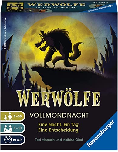 Ravensburger 26703 - Werwölfe - Vollmondnacht, Gesellschaftsspiel ab 9 Jahren, Actionsspiel für 3-10 Spieler, Spielereihe von Ravensburger