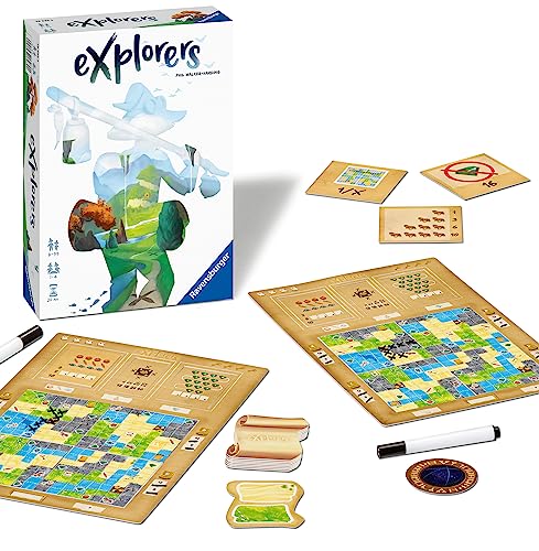 Ravensburger 26982 - Explorers - Abwechslungsreiches Flip & Write Spiel für Erwachsene und Kinder ab 8 Jahren, für Spieleabende mit Freunden oder der Familie, für 1-4 Spieler von Ravensburger