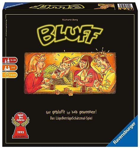 Ravensburger 27223 - Bluff, Partyspiel für 2-6 Spieler, Würfelspiel, für alle Bluffer ab 12 Jahren, Spiel des Jahres von Ravensburger