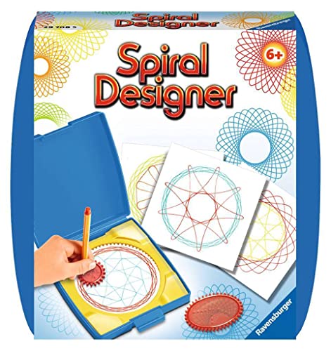 Ravensburger Spiral-Designer Mini 29708, Zeichnen lernen für Kinder, Kreatives Zeichen-Set mit Mandala-Schablone für farbenfrohe Spiralbilder und Mandalas, Blau, Mittel von Ravensburger