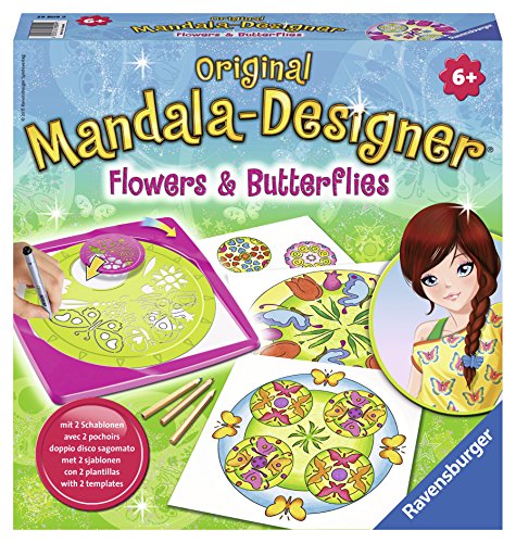 Ravensburger 29809 - Flowers and Butterflies, 2 in 1 - Mandala Designer Midi von Ravensburger Mandala Designer
