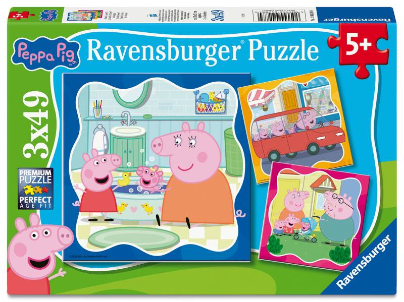Ravensburger 3 Puzzles - Die Familie kommt zuerst! Peppa Pig 49 Teile Puzzle Ravensburger-04288 von Ravensburger