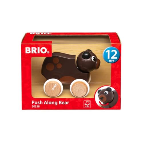 BRIO 30338 Lustiger Schiebebär - Süßer tierischer Begleiter in klassischer BRIO-Optik - Empfohlen ab 12 Monaten von BRIO