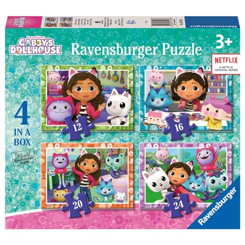 Ravensburger 3143 Gabby's Dollhouse Puzzles für Kinder ab 3 Jahren – 4 in Einer Box (12, 16, 20, 24 Teile) – Lernspielzeug für Kleinkinder von Ravensburger