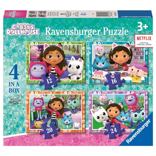 Ravensburger Gabby's Puppenhaus-Puzzles für Kinder ab 3 Jahren, 10.2 cm Einer Box (12, 16, 20, 24 Teile) - Lernspielzeug für Kleinkinder von Ravensburger
