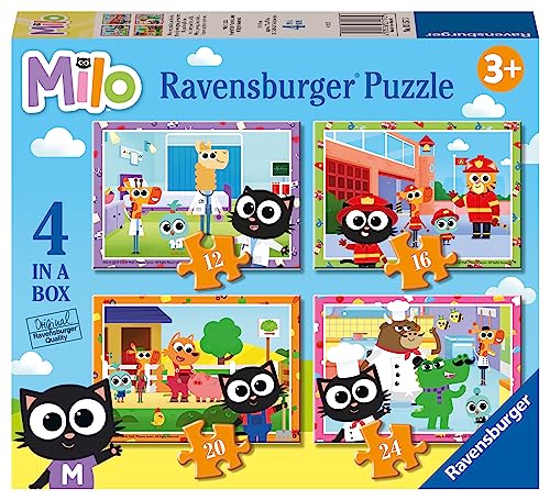 Ravensburger Milo Puzzle für Kinder ab 3 Jahren – 4 Stück in Einer Box (12, 16, 20, 24 Teile) von Ravensburger