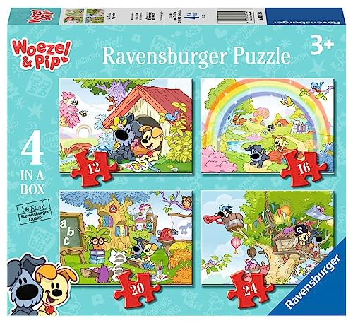 Ravensburger Puzzle 03176 - Woezel & Pip Im Zaubergarten, 4 Kinderpuzzles mit 12, 16, 20 und 24 Teilen, für Kinder ab 3 Jahren von Ravensburger