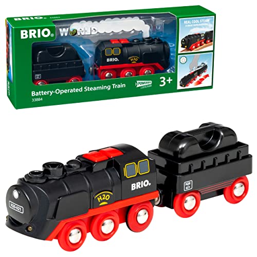 BRIO World 33884 Batterie-Dampflok mit Wassertank - Lokomotive mit echtem kühlen Dampf und Wasserbehälter zum Nachfüllen - Empfohlen ab 3 Jahren von BRIO