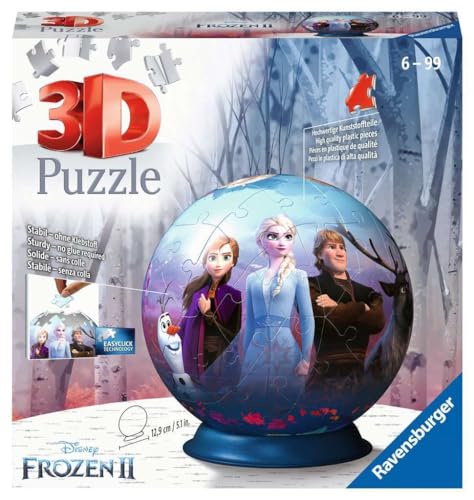 Ravensburger 3D Puzzle 11142 - Puzzle-Ball Disney Frozen 2 - 72 Teile - Puzzle-Ball für Fans von Anna und Elsa ab 6 Jahren von Ravensburger