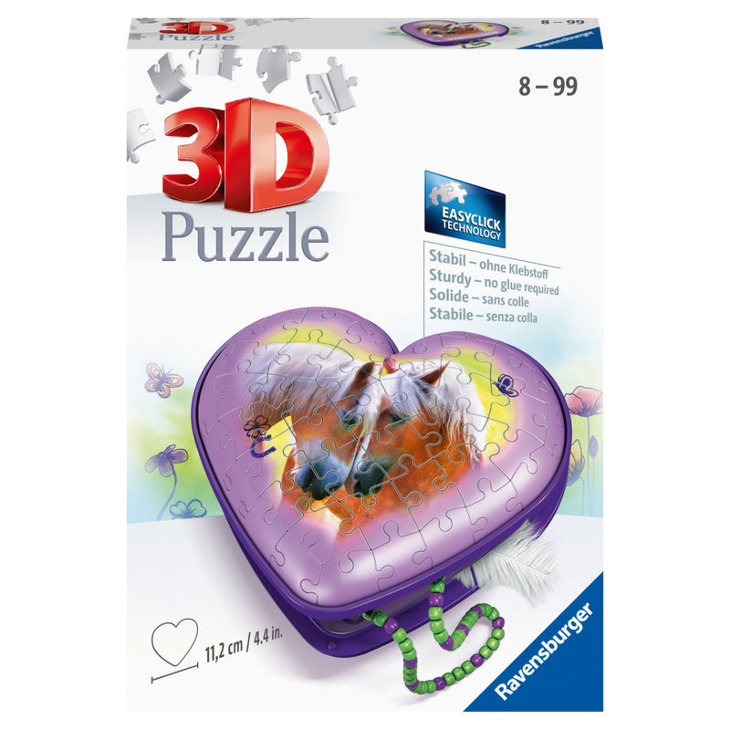 Ravensburger 3D Puzzle 11171 - Herzschatulle Pferde - 54 Teile - Aufbewahrungsbox für Pferde-Fans ab 8 Jahren von Ravensburger Verlag