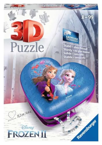 Ravensburger 3D Puzzle 11236 - Herzschatulle Disney Frozen 2 - 54 Teile - Aufbewahrungsbox für Fans von Anna und Elsa ab 8 Jahren von Ravensburger